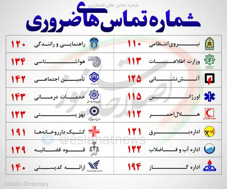 شماره تماس های اضطراری